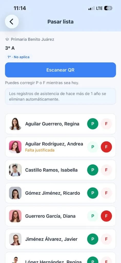 Toma de asistencia con QR